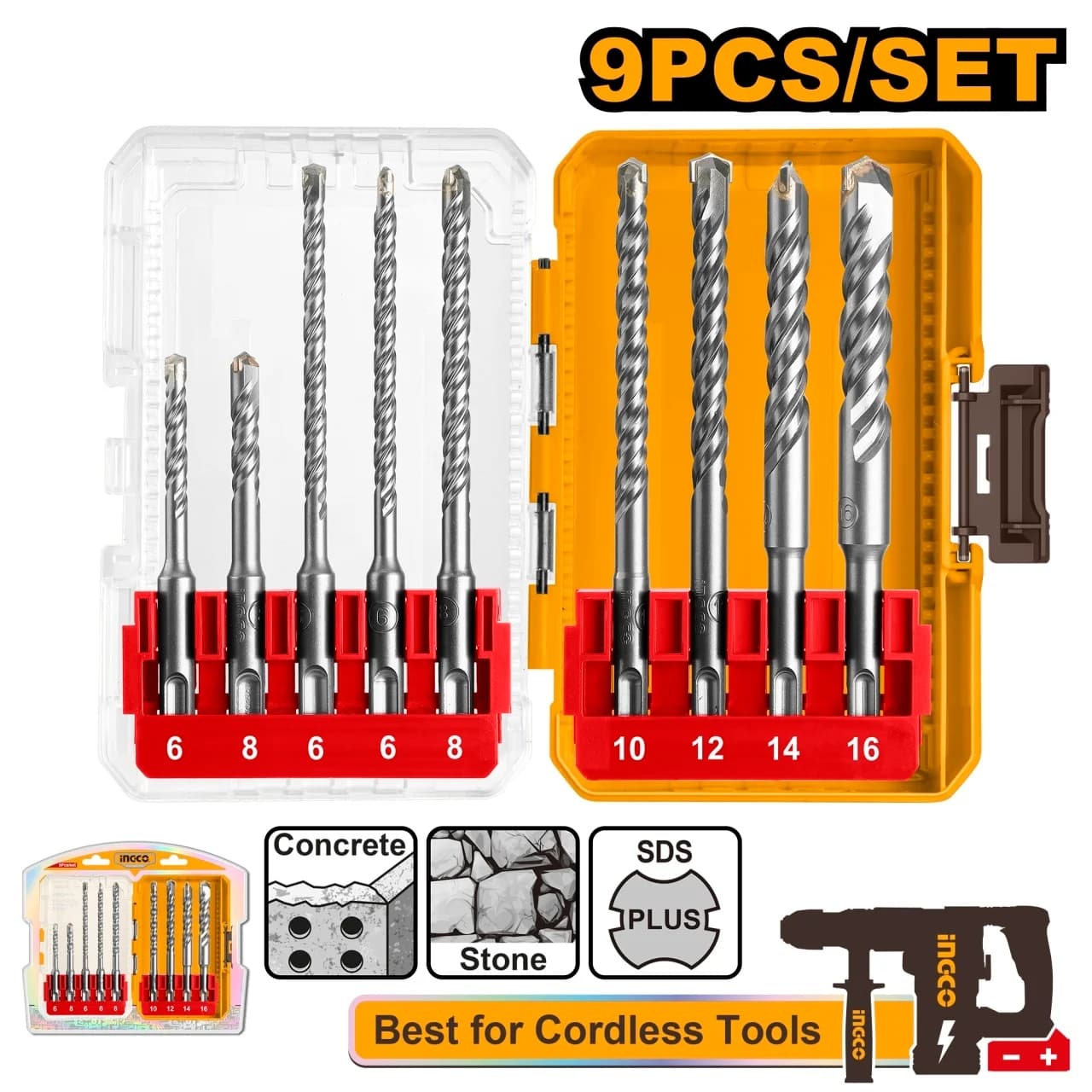 Set Burghie SDS Plus Beton 9buc AKDL30906, 6-16mm
